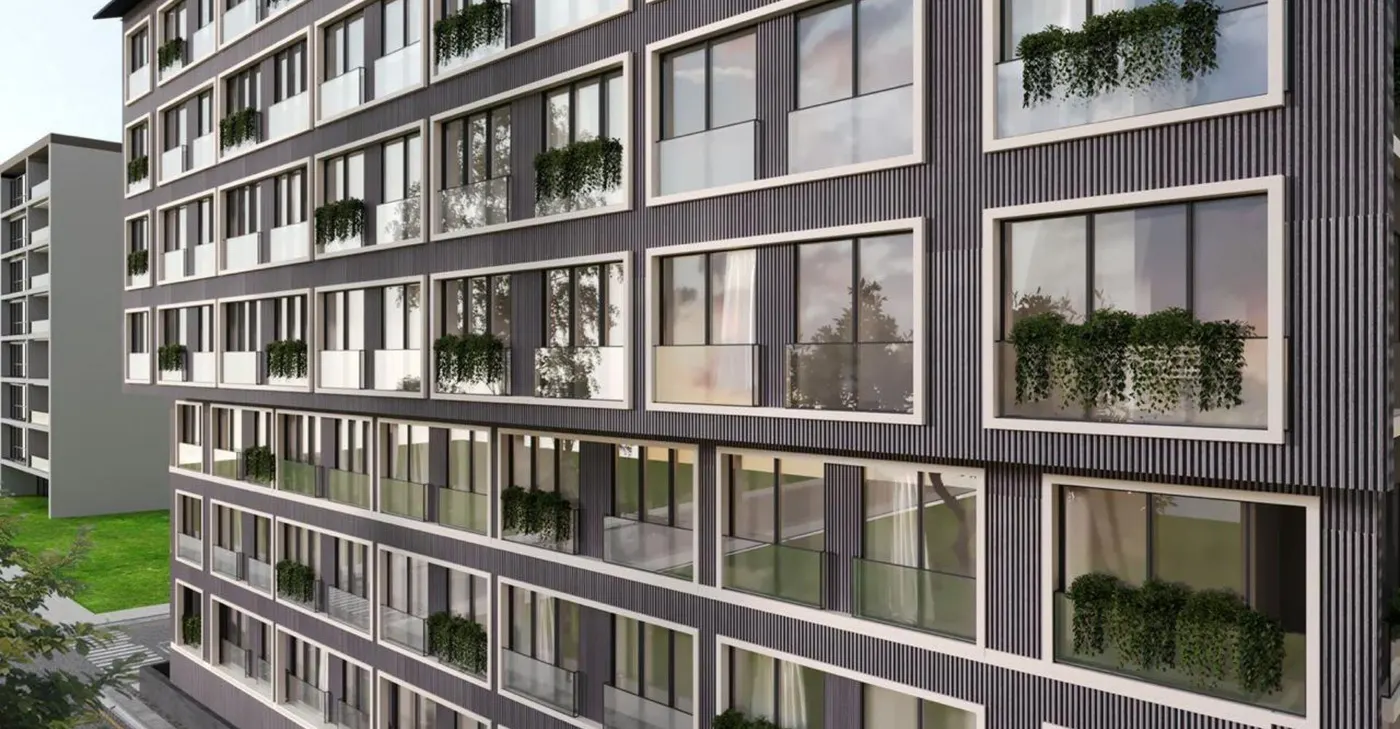 نمای ساختمان و بالکن‌ها در پروژه Galleria Park Residence، کاغیت‌خانه (تصویر طراحی)